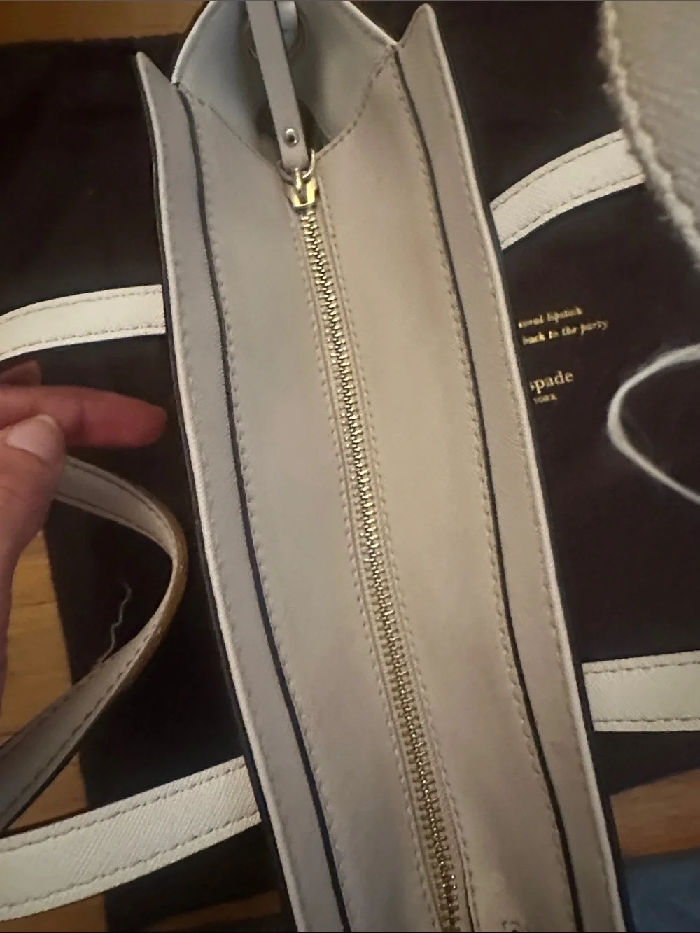 kate spade light gray saffiano leather tote